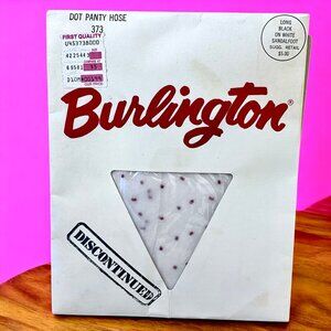 Burlington Vintage Pantyhose WHITE WITH PINK DOTS size Long New
